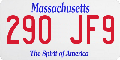 MA license plate 290JF9
