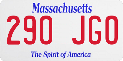 MA license plate 290JG0