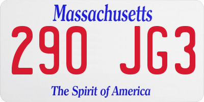 MA license plate 290JG3