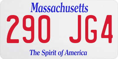MA license plate 290JG4