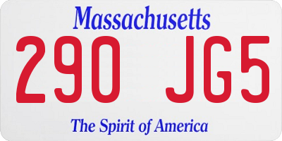 MA license plate 290JG5