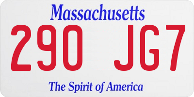MA license plate 290JG7