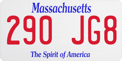 MA license plate 290JG8