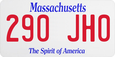 MA license plate 290JH0