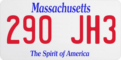 MA license plate 290JH3