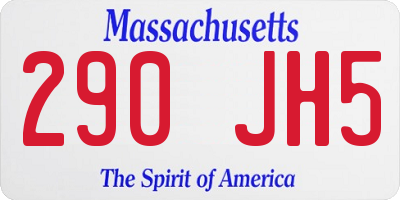 MA license plate 290JH5
