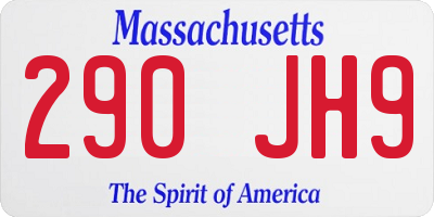 MA license plate 290JH9