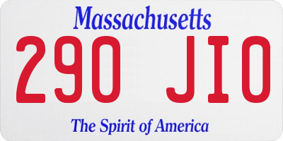 MA license plate 290JI0