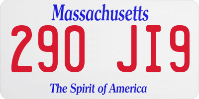 MA license plate 290JI9