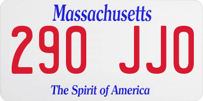 MA license plate 290JJ0