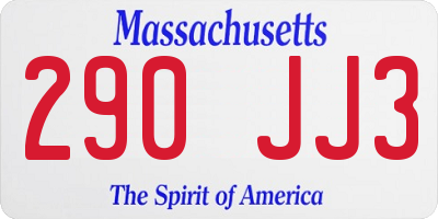 MA license plate 290JJ3