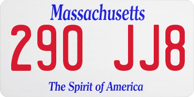 MA license plate 290JJ8