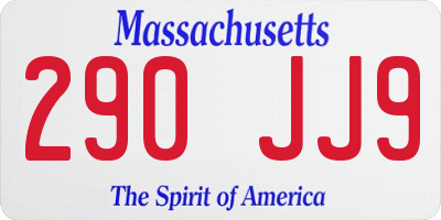 MA license plate 290JJ9