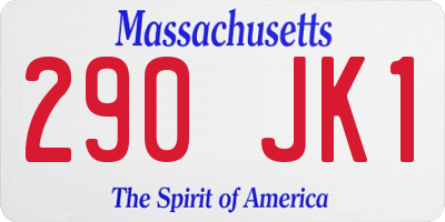 MA license plate 290JK1