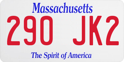 MA license plate 290JK2