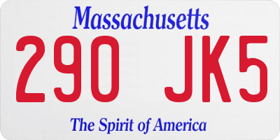 MA license plate 290JK5