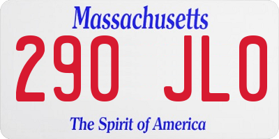 MA license plate 290JL0