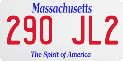 MA license plate 290JL2