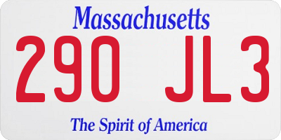 MA license plate 290JL3