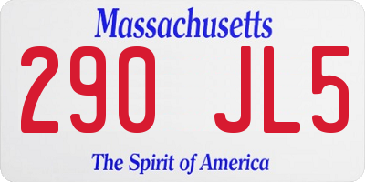 MA license plate 290JL5