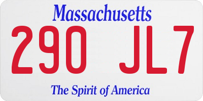 MA license plate 290JL7