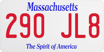 MA license plate 290JL8
