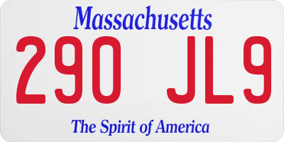 MA license plate 290JL9