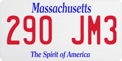 MA license plate 290JM3
