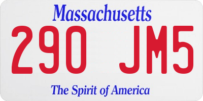 MA license plate 290JM5
