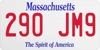 MA license plate 290JM9