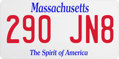 MA license plate 290JN8
