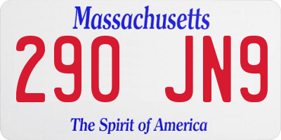MA license plate 290JN9