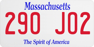 MA license plate 290JO2