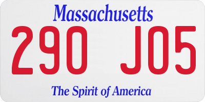 MA license plate 290JO5
