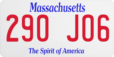 MA license plate 290JO6