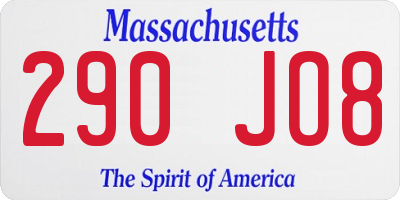 MA license plate 290JO8