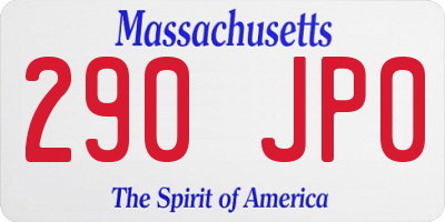 MA license plate 290JP0
