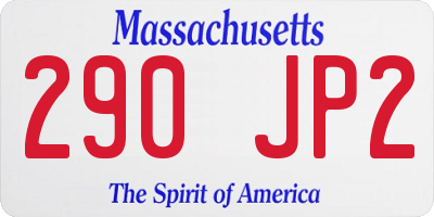 MA license plate 290JP2