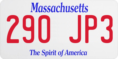 MA license plate 290JP3