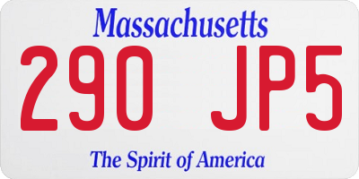 MA license plate 290JP5