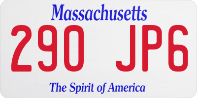 MA license plate 290JP6