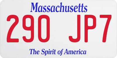 MA license plate 290JP7