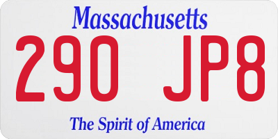 MA license plate 290JP8