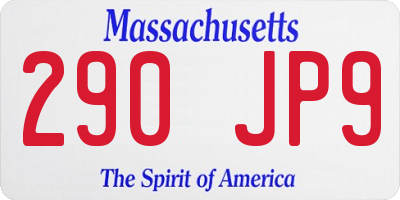 MA license plate 290JP9