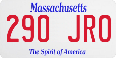 MA license plate 290JR0