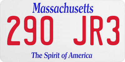 MA license plate 290JR3