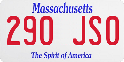 MA license plate 290JS0