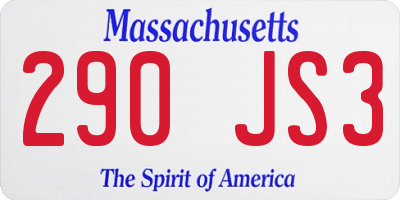 MA license plate 290JS3