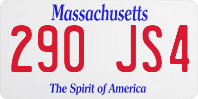 MA license plate 290JS4