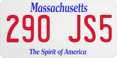 MA license plate 290JS5